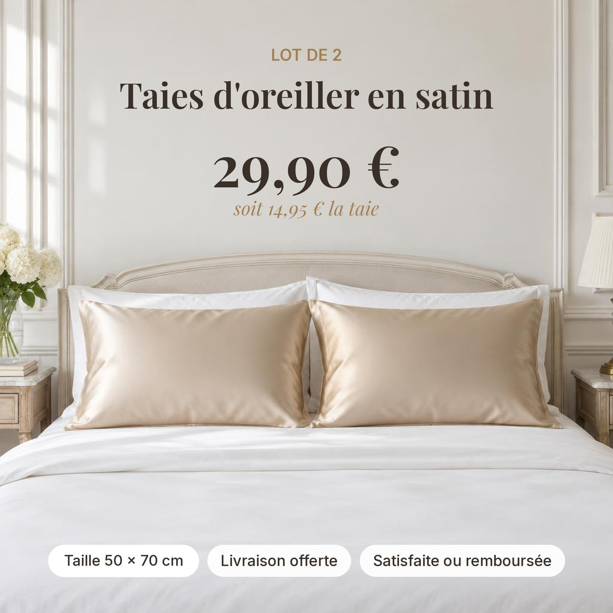 Taie d'oreiller en satin
